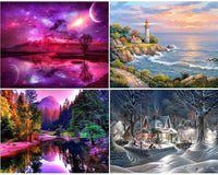 Kit de pintura de diamante 5D con perforación completa, pintura de bordado con diamantes de imitación para paisaje, arte para decoración de pared del hogar, 12 x 16 pulgadas (paisaje 3) - Arteztik
