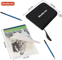 Shuttle Art - Juego de lápices de dibujo y dibujo, 37 piezas, con estuche de transporte, kit de dibujo, suministros de arte con bastones de carbón de grafito, libro de bocetos para adultos y niños - Arteztik
