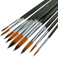 Marrywindix set de 9 pinceles de cabello de pony de punta redonda, set de pinceles para pintura al óleo, color negro - Arteztik
