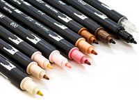 Tombow 56170 - Rotuladores de doble pincel, retrato (10 unidades), color negro - Arteztik
