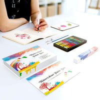 Emooqi - Juego de pintura de acuarela con 36 colores de pigmento, 2 bolígrafos de línea de gancho, 2 pinceles de agua, almohadilla de papel de acuarela, para artistas, pintura, profesionales, principiantes - Arteztik
