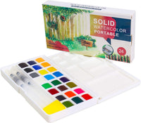 Set de pintura de acuarela para niños, suministros de arte, regalos de pintura para artistas, adultos, adolescentes, juego de 24 colores vibrantes surtidos con pinceles de acuarela, paleta y estuche de almacenamiento duradero - Arteztik
