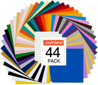 Joyinland - Hojas de vinilo adhesivo permanente con respaldo – 44 hojas de colores surtidos (mate, brillante y metálico), vinilo adhesivo para Cricut y Silhouette Cameo (44 unidades) - Arteztik
