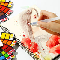 Watercolor - Juego de pintura de acuarela, plegable, con pinceles de agua, ideal para artistas, niños, estudiantes, también para todas las demás vacaciones - Arteztik
