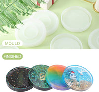Molde redondo de silicona para posavasos de silicona, para montar con resina, cemento, 3.9 in de diámetro, 6 unidades - Arteztik
