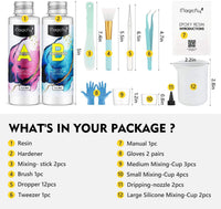 Kit de resina epoxi Magicfly, 8 onzas, resina de fundición transparente para hacer joyas, manualidades, arte, madera, 2 partes de resina y más duro con tazas de medición, varilla de mezcla, guantes 30 piezas herramientas para principiantes - Arteztik
