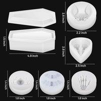 InSnu- Moldes de resina epoxi de silicona de ataúd, molde de caja de ataúd, mano esqueleto, murciélago, araña, cabeza de murciélago, corazón para decoración del hogar, decoración de joyas, fundición, resina, manualidades, llavero de almacenamiento - Arteztik
