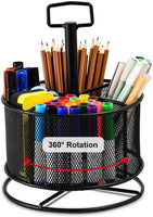 Marbrasse organizador de escritorio de malla, rotación de 360 grados, soporte multifuncional para bolígrafos, 4 compartimentos, organizador de escritorio estático, caja de almacenamiento para suministros de arte para el hogar o la oficina - Arteztik
