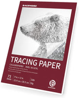 Bachmore - Bloc de papel de calco para artistas, 8.7 x 11.8 in, 75 hojas, papel translúcido para lápiz, marcador y tinta, imágenes de traza, boceto, dibujo preliminar, superposiciones 32 lb/50 g/m² - Arteztik
