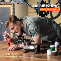 VIVOHOME 110-120V Sistema de pintura profesional de aerografía con compresor de aire de 1/5 HP y 3 kits de aerógrafo para tatuajes, zapatos de maquillaje, decoración de tartas, negro certificado ETL - Arteztik
