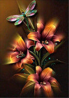 KOTWDQ 5d Kit de pintura de diamante para adultos niños Dragonfly flor de taladro completo diamante dotz para hogar decoración de pared 12 x 16 pulgadas (tamaño de lienzo) - Arteztik
