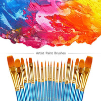 BOSOBO Juego de 2 pinceles de pintura de punta redonda para pinturas, de nailon para artistas de pintura acrílica, acuarela, arte facial, detalles en miniatura y pintura roca, azul - Arteztik
