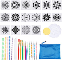 BENECREAT 37 juegos de mandalas de pintura punteando herramientas dibujando plantillas de pintura pinceles bandeja de pintura con bolsas azules con cremallera para pintar rocas colorear dibujo y dibujo suministros de arte - Arteztik
