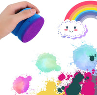 Esponja aplicadora de pintura de 6 piezas, esponja azul con detalles circulares, con 3 bolsas de almacenamiento de malla para colgar bolsas secas para proyectos de manualidades - Arteztik
