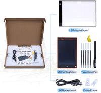 Caja de luz LED A4, trace Light Pad Drawing Adjustable Brightness Tracer, USB Power Ultra Thin Portable Light Pad, adecuado para DIY 5D Diamond Drawing Sketch Pad, con tablero de dibujo LCD - Arteztik
