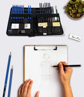 Art Supplies, juego de 40 lápices de dibujo y bocetos con soporte desplegable, kit de dibujo profesional que incluye grafito, carbón, pasteles y funda con cremallera, para niños, adolescentes y adultos - Arteztik
