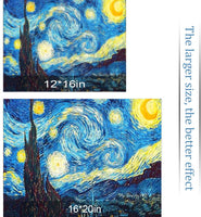Kits de pintura de diamante para adultos, manualidades para decoración de pared del hogar, con diamantes de imitación de cristal, pintura 5D por números, noche estrellada, tamaño grande 16.0 x 20.0 in - Arteztik
