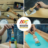 Pincel de pintura de tiza y cera para muebles, pintura o depilación, pintura de leche, cera suave oscura o transparente, decoración del hogar, gabinetes, plantillas y maderas, cerdas naturales, 1 pequeño redondo y 1 gran cepillo ovalado - Arteztik
