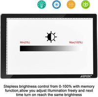 Almohadilla magnética A4 LED Artcraft Tracing Light Pad 4 Caja de luz Ultra Delgado Botones Físicos Control con Función de Memoria USB Pad Animación, Bocetos, Diseño, Stencilling X-ray Visualización W/USB Adaptador - Arteztik
