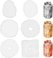 Moldes de resina de Jetika 6 piezas de silicona para posavasos + 3 piezas de resina epoxi brillante en copos de oro y resina epoxi, regalo para hacer esteras de taza/geoda ágata rebanada posavasos/soportes para cuencos/colgantes/decoración del hogar - Arteztik
