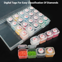 Asgens - Juego de herramientas y accesorios de pintura con diamantes 5D de 27 piezas y caja de almacenamiento de diamantes de 28 ranuras para adultos o niños - Arteztik
