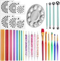 Mandala Dotting Tools – 30 herramientas de pintura para uñas con plantilla de mandala, kit de plantilla, lápiz capacitivo, pintura de lienzo, rocas, manualidades, suministros artísticos, bolsa de almacenamiento gratuita - Arteztik
