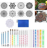 Mandala Dotting Tools Set, 32 piezas Pen Ball Stylus Dotting Art Herramientas y plantillas con una bolsa de almacenamiento impermeable para pintar rocas, arcilla Pottery Craft, Nail Dotting y dibujo artístico - Arteztik

