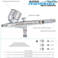 Set profesional Master Airbrush G233, set de aerógrafo de precision multiuso, de acción dual, impulsado por gravedad. - Arteztik
