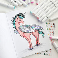 Marcadores Ohuhu de doble punta, con base de alcohol, 60 colores únicos + 1 brush incoloro + 1 funda de transporte. - Arteztik

