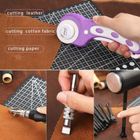 Leather Working Tools Kit, Hand Leather Kit with Instructions, Quality Toolbox, Rotary Cutter, Waxed Thread, Leather Craft Stamping Tools, and Other Leather Working Supplies for Beginners Professional - Arteztik
