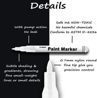 Rotulador de pintura blanca, 6 unidades de 0.028 in, acrílico blanco, marcador permanente, rotuladores de pintura blanca para madera, roca, plástico, piel, cristal, piedra, metal, lienzo, marcador de cerámica, punta extra fina, tinta opaca - Arteztik
