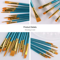 Pinceles de pintura para pintura acrílica, juego de pinceles de nailon para pintura de acuarela, pintura de aceite, cara, uñas, cuerpo, arte, modelo, azul - Arteztik
