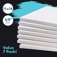Canvas Boards for Painting | 11x14 / 7 Pack - 5/8 Inch Profile 100% Cotton Pre Primed Stretched Canvas, Art Supplies for Acrylic Paint, Oil Painting - Arteztik
