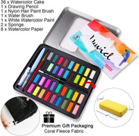 dyvicl profesional pintura de acuarela – Juego de 36 acuarelas, lata de metal, surtidos Kit de Pintura de acuarela para artistas, estudiantes, principiantes - Arteztik
