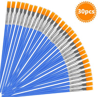 Juego de pinceles de pintura para artistas, pinceles planos de nailon, para óleo, acuarela, arte, modelos, pintura de uñas, pintura de roca, kits de pinceles para profesionales y niños, 30 unidades, color azul - Arteztik
