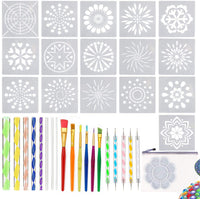 Juego de 36 herramientas de punteado de mandala con bolsa de almacenamiento con cremallera, herramientas de punto, pinceles y bandeja de pintura para pintar rocas dibujo y dibujo, manualidades para niños, arte de uñas, pintura - Arteztik
