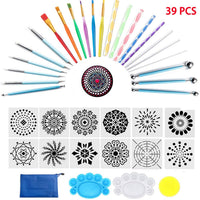 Mandala Dotting Tools, juego de 39 piezas de herramientas de punteado con una bolsa de almacenamiento azul con cremallera, impermeable, herramienta de pintura de puntos para pintura de roca, puntos de uñas y dibujo artístico - Arteztik
