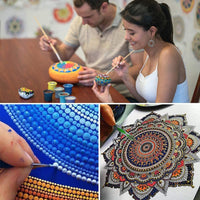Juego de herramientas de punteado de mandala, KISSTAKER, 41 piezas, kit de herramientas de pintura de mandala, plantillas de pintura, herramientas de pintura, bandeja de pintura para lienzo, rocas y manualidades, suministros de arte con adhesivo de piedra - Arteztik
