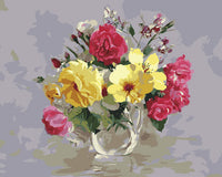 Pintura por números para principiantes adultos, 16.0 x 20.0 in, kit de pintura acrílica de rosa roja y amarilla sobre lienzo con 3 pinceles de pintura para decoración de pared del hogar - Arteztik

