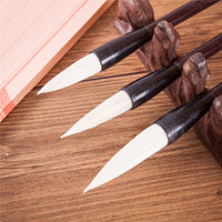 Chino Caligrafía Japonesa dibujo Pincel de Sumi-e HU Pen Yang Hao (pelo de cabra) 3 Pcs Set de regalo - Arteztik
