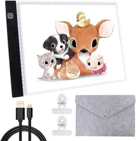 A4 Ultra-Thin Portable LED Light Box Trace Adjustable Light Pad USB Powered with Felt Bag and Clips for Artists Drawing 5D DIY Diamond Painting Craft Weeding Sketching and Animation Design - Arteztik
