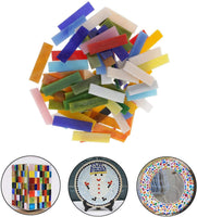 Jili en línea 70 piezas varios colores vidrio Piezas mosaico azulejos Tessera para artes bricolaje forma de rectángulo Craft 10 x 40 mm - Arteztik
