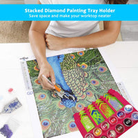 Bandeja organizadora de herramientas de pintura con diamantes, soporte apilado para múltiples botes para bandeja, contenedores de tarros, se aplica a grandes kits de accesorios de pintura con diamantes para adultos - Arteztik
