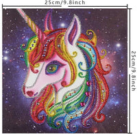 Diamond for Kids - Kit de pintura de diamante para niños, diseño de unicornio con diamantes para dormitorio infantil, 11.8 x 11.8 in - Arteztik
