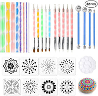 Juego de 32 herramientas de punteado de mandala, kit de plantillas de punteado de pintura de mandala de Ofilon, bolígrafo y lápiz capacitivo, herramientas de arte para pintar rocas, arcilla de cerámica, manualidades, colorear, dibujo, pintura de uñas. - Arteztik
