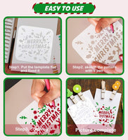 Plantilla de Navidad de plástico reutilizable plantilla para pintar en madera DIY Dibujo Pintura Proyectos Artesanía Tela Aerógrafo Plantilla Diario Cuaderno - Arteztik
