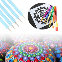 62Pcs Mandala Dotting Stencil Tools Set with 20Pcs Blank Drawing Cards,Mandala Painting Brushes Pens Kits for Rock Painting Coloring Nail Dotting Drafting Mandala Tools(Mini Wooden Easel as bouns) - Arteztik
