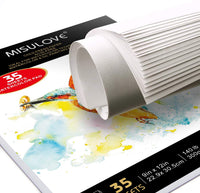 MISULOVE - Papel de acuarela (9.0 x 12.0 in, 35 hojas blancas (140 lb/300 g/m²), prensado en frío para pintura y dibujo y acuarela y lápices de acuarela, húmedos, mixtos - Arteztik

