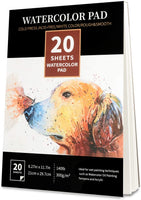 Almohadilla de acuarela experta de 8.27 x 11.7 in, 20 hojas (140 lb/10.58 oz/m2), papel prensado en frío, bloc de bocetos para pintura y dibujo al agua, perfecto para medios húmedos, secos y mixtos - Arteztik
