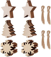 60 piezas de adornos de Navidad de madera sin terminar rebanadas con agujeros para niños, manualidades, centros de mesa de fiesta para colgar decoraciones (60 unidades) - Arteztik

